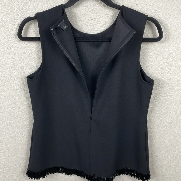 Ann Taylor Fringe Paillette Shell Tank Top Blouse Sleeveless Black Sz M - Picture 6 of 11
